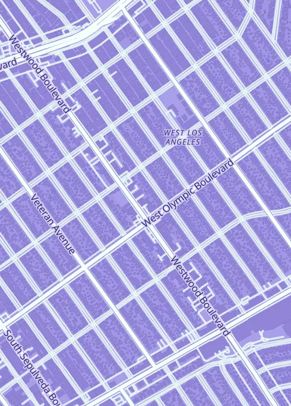 Street map around Grail and Grade, 2180 Westwood Blvd Ste 1M, Los Angeles, CA