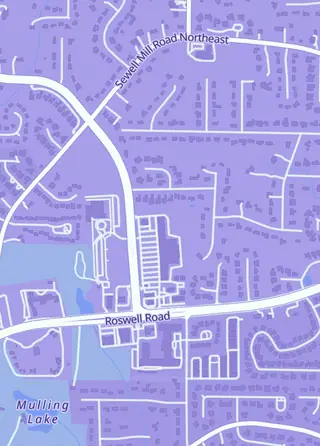 Street map around Great Escape Comics and Games, Marietta