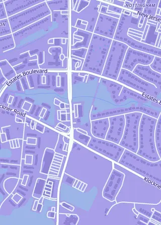 Street map around Greg's Games, Hamilton Township