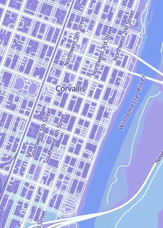 Street map around Guardian Games, Corvallis