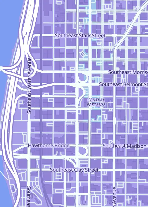 Street map around Guardian Games, 345 SE Taylor St, Portland, OR