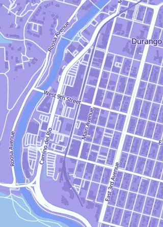 Street map around Guild House Games Durango, Durango