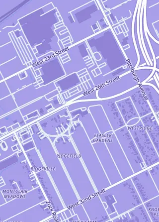 Street map around HDLegacy Card Shop, Erie