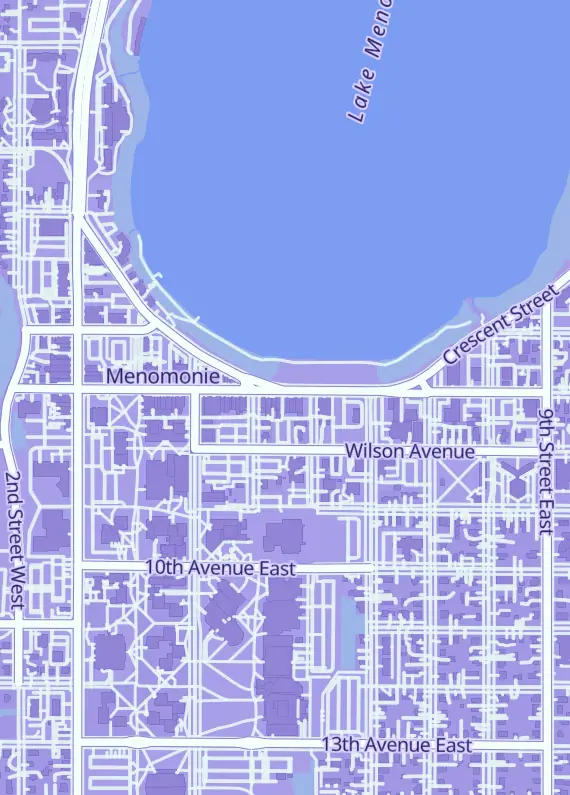 Street map around Heroes Welcome, 424 Main St E, Menomonie, WI