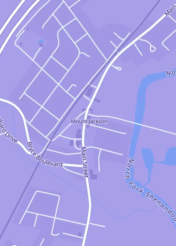 Street map around Hero's Journey, 5968 Main St, Mt Jackson, VA