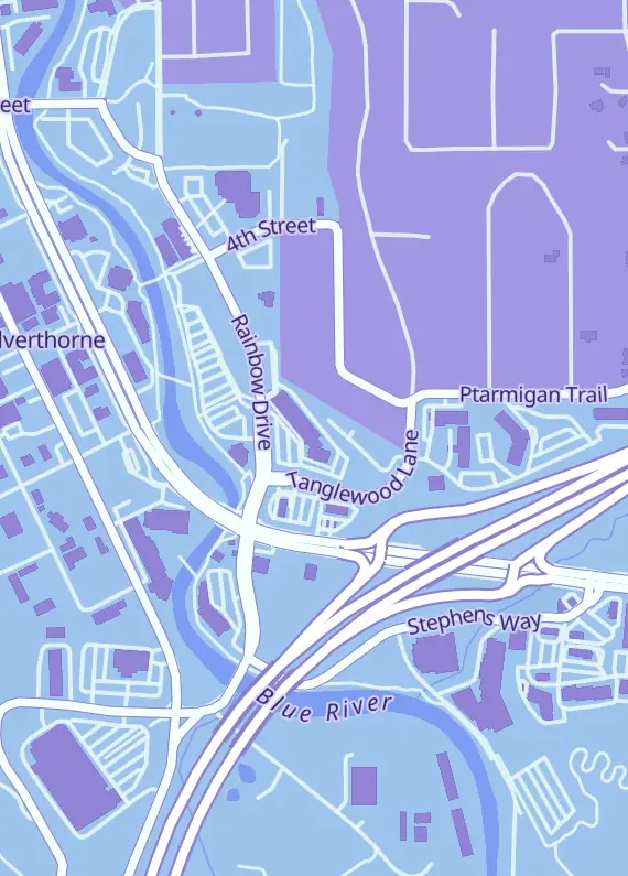 Street map around Hidden Table Games, 246 Rainbow Dr U, Silverthorne, CO