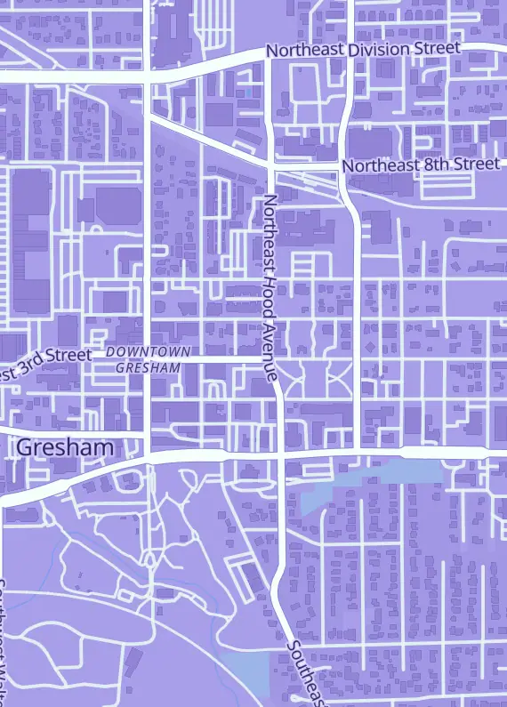 Street map around Hidden Treasure Gaming, 271 NE 3rd St, Gresham, OR