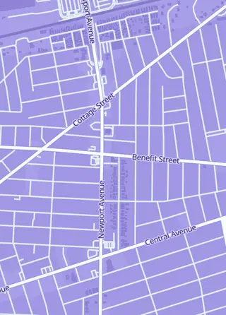 Street map around Hobby Haven, Pawtucket