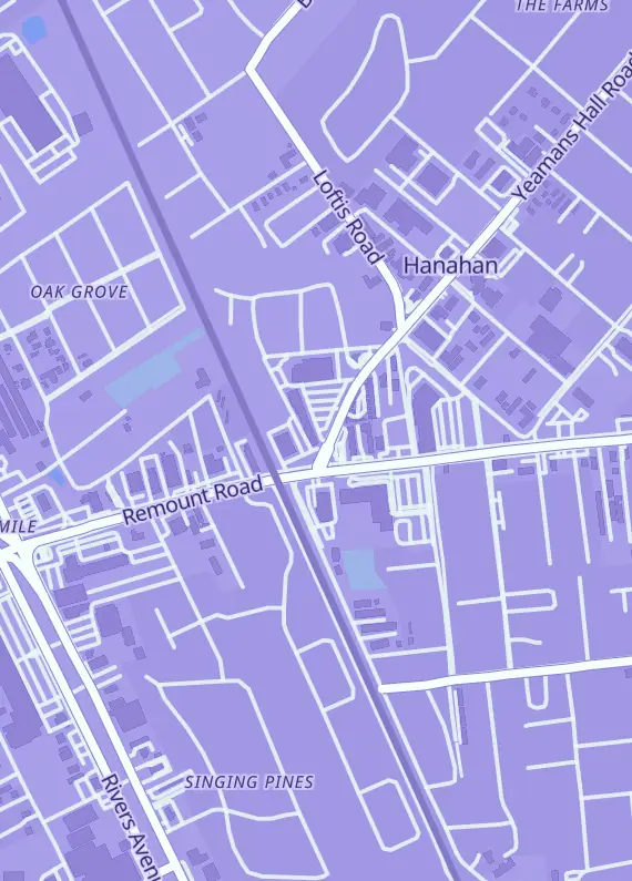 Street map around Holy City Gamers Guild, 1306 Yeamans Hall Rd B, Hanahan, SC
