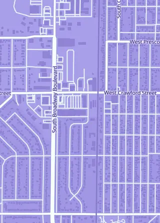 Street map around Hoover House, Salina