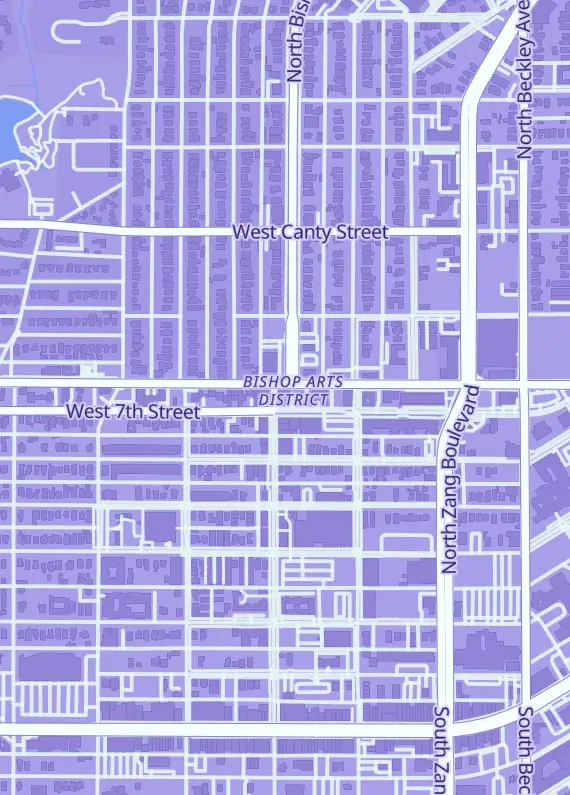 Street map around House Rules Games, 336 W Davis St, Dallas, TX