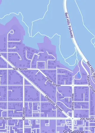 Street map around Hurst Ace Hardware, Saint George