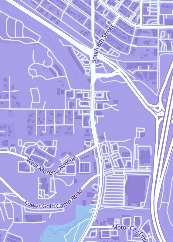 Street map around Impact Sports Cards & Collectibles, 416 S 8th St, Colorado Springs, CO