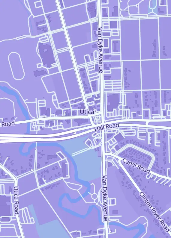Street map around Jawbreakers Card Shop Utica, 7770 Auburn Rd, Utica, MI
