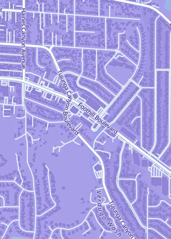 Street map around Kaptain Fish Collectibles, 6540 Foothill Blvd Unit 104, Los Angeles, CA