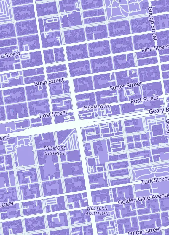 Street map around Katachi, 1737 Post St, San Francisco, CA