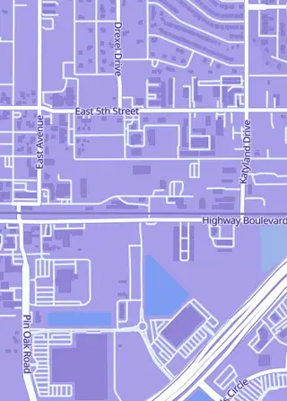 Street map around Katy Coin, Katy