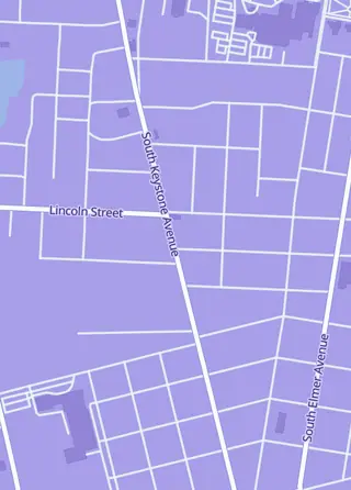 Street map around Keystone Cards and Games, Sayre