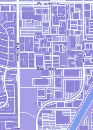 Street map around Kingslayer Games, Fountain Valley