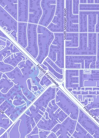 Street map around Kip's Hobby Shop, Los Altos