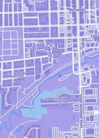 Street map around Kruk Cards, Rochester