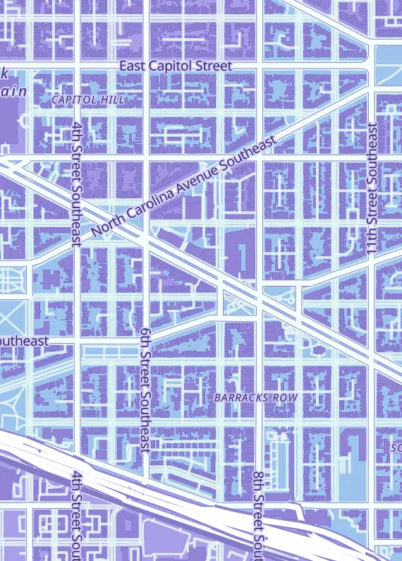 Street map around Labyrinth Game Shop, 645 Pennsylvania Ave. SE, Washington, DC