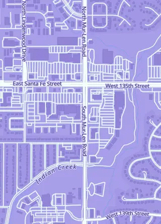 Street map around Larry's Game Store, Olathe