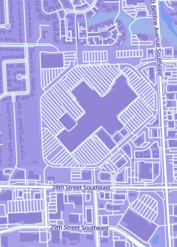 Street map around Legends Sports & Games, 3115 28th St SE, Grand Rapids, MI