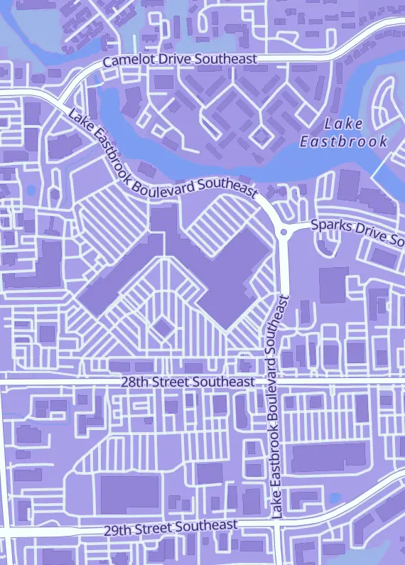Street map around Legends Sports & Games, 3661 28th St SE, Grand Rapids, MI