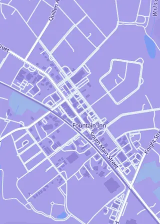 Street map around Limit Break Games, Fountain Inn