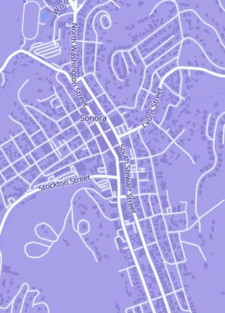 Street map around Little Roots Toy Shop, Sonora