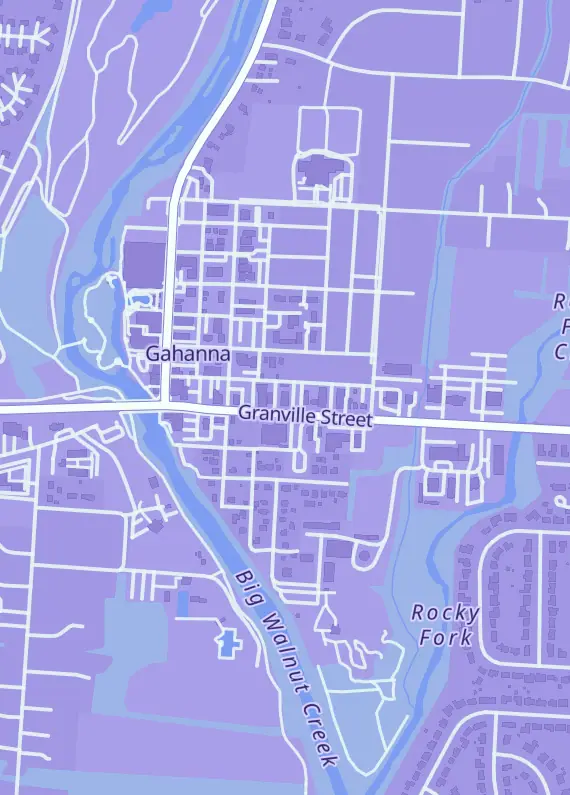Street map around LJ's Card Shop, 124 Granville St, Gahanna, OH