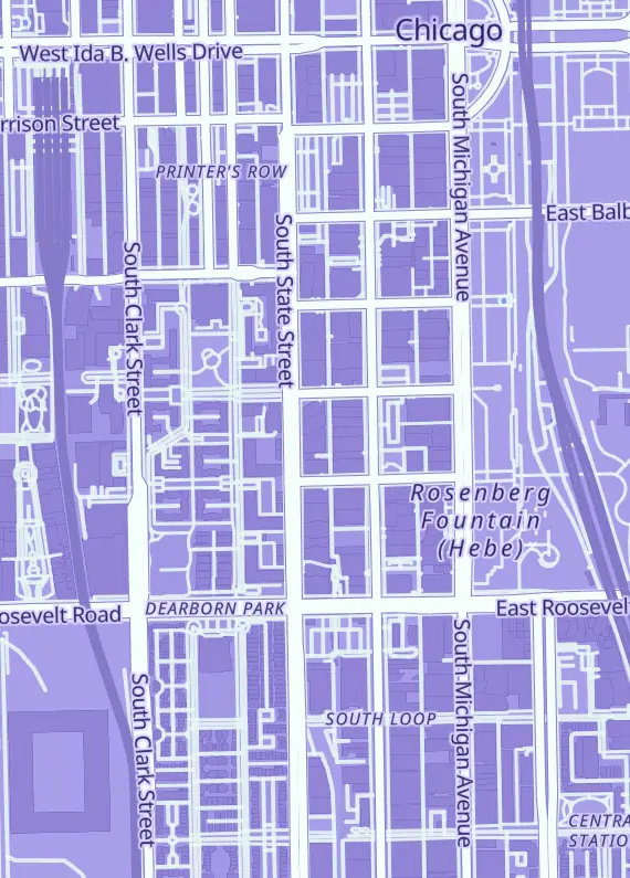 Street map around Loose Packs Trading Co., Chicago, IL