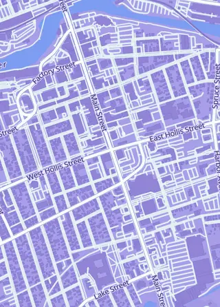 Street map around Lot of Cards, Merrimack