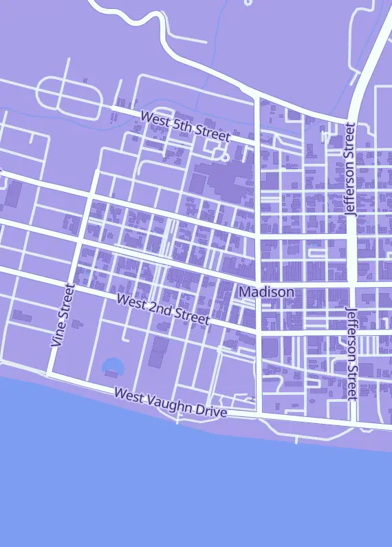 Street map around Madison Buy Sell Trade, 303 W Main St, Madison, IN