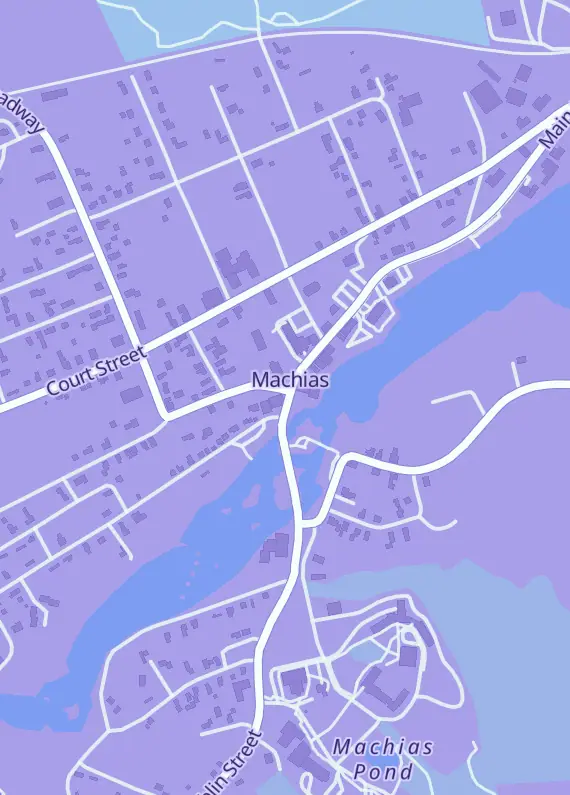 Street map around Mahoney's Gaming Emporium, 4 Main St Ste 2, Machias, ME