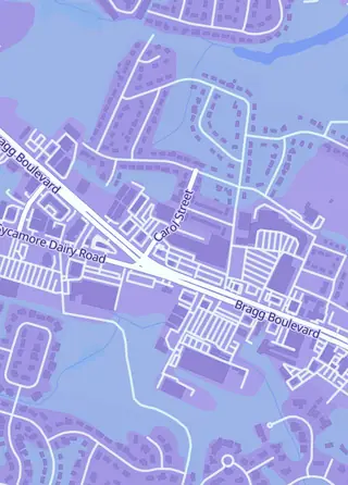 Street map around Mana Rock, Fayetteville