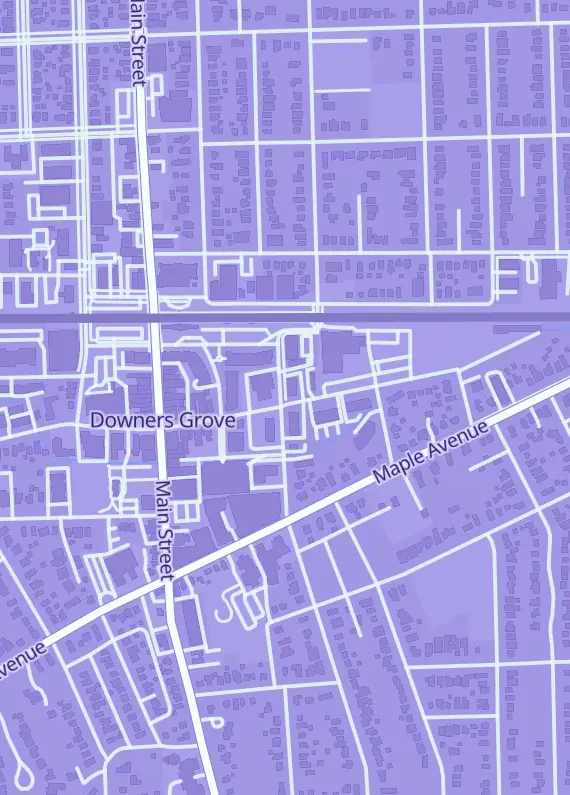 Street map around Mark's Card Shop, 914 Curtiss St, Downers Grove, IL