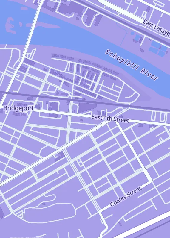 Street map around Mazz Comics and Collectibles, 24 E 4th St, Bridgeport, PA