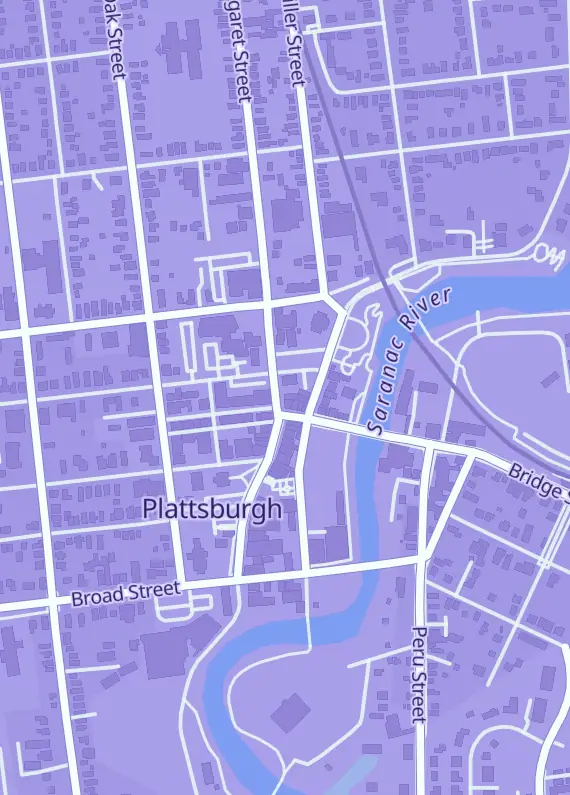 Street map around Medusa Gaming, 94 Margaret St, Plattsburgh, NY