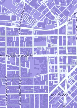 Street map around Megazard Collectors card and coins, Inglewood