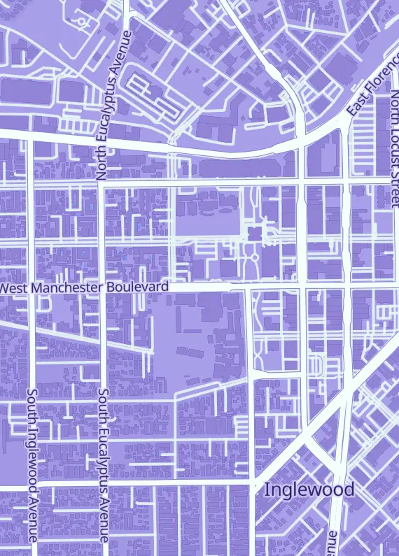 Street map around Megazard Collectors card and coins, 10306, Inglewood, CA