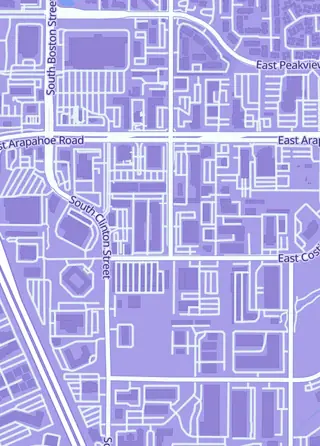 Street map around MeH Games, Greenwood Village