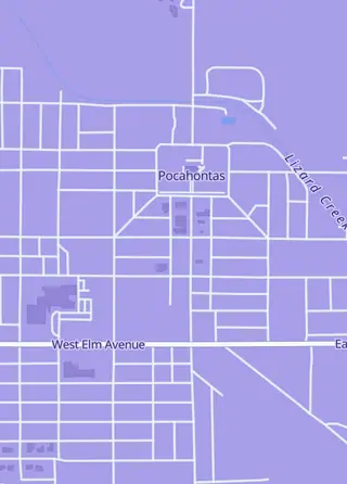 Street map around Meltdown Games + Comics, Pocahontas