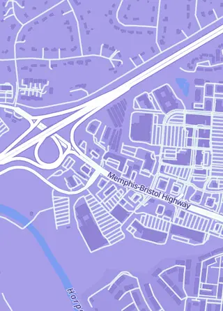 Street map around Middle Tennessee Gaming, Nashville