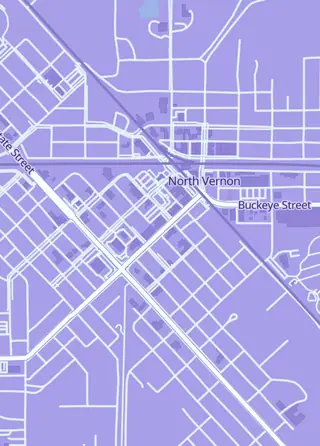 Street map around Midwest TCG Co Downtown, North Vernon
