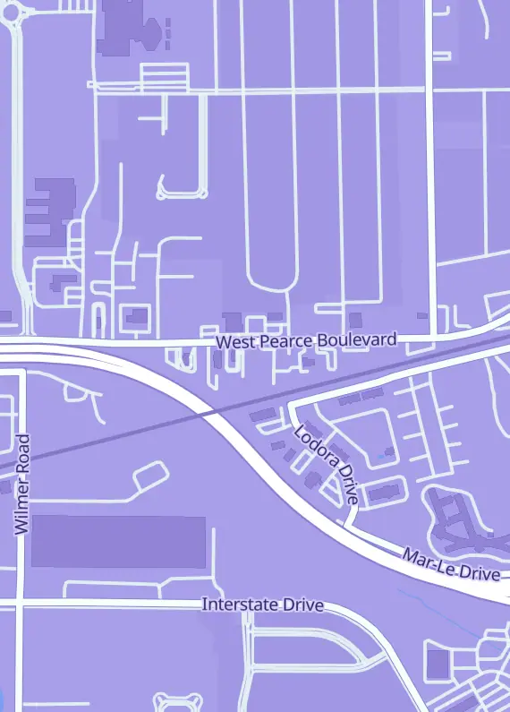 Street map around Mike and Taylor's Card Shop, 712 W Pearce Blvd A, Wentzville, MO