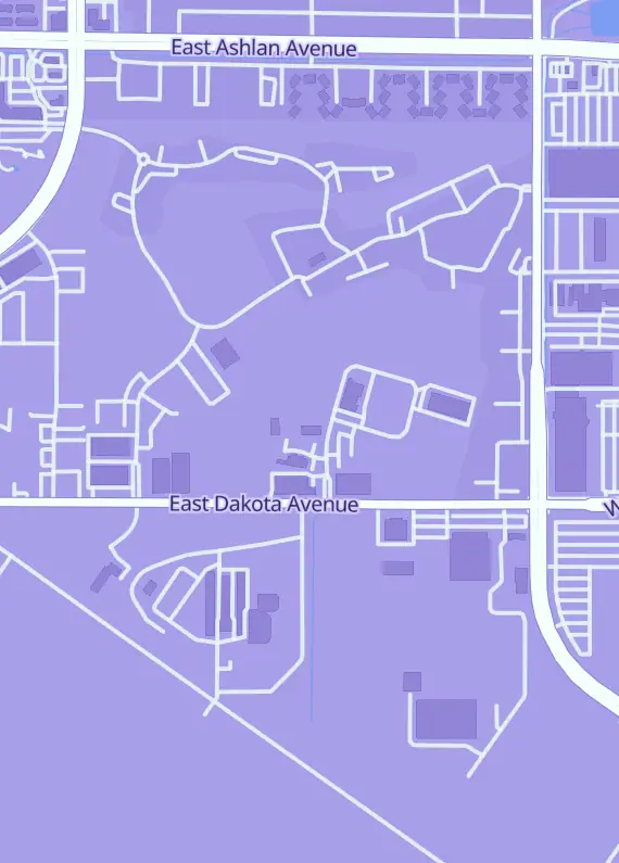 Street map around MOD Shop, LLC, 5111 E Dakota Ave Ste 102, Fresno, CA