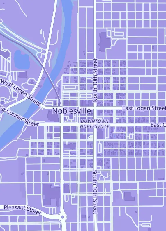 Street map around Moonshot Games, 50 N 9th St, Noblesville, IN