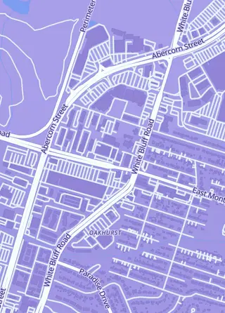 Street map around Morningstar Games, Savannah